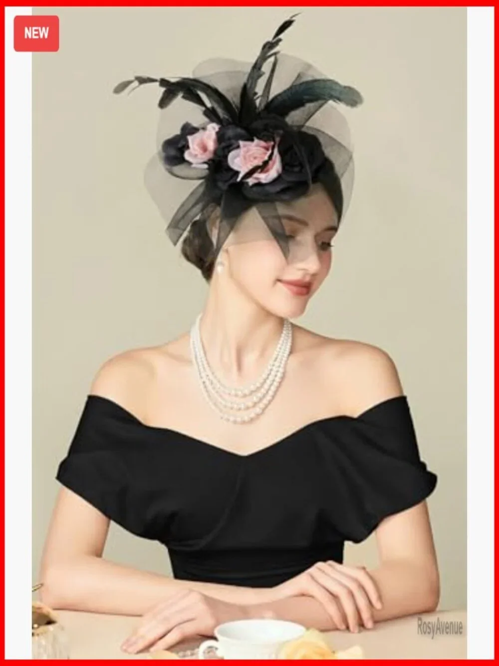 Tulle Feather Fascinator Derby Hat with Hair Clip for Formal Events